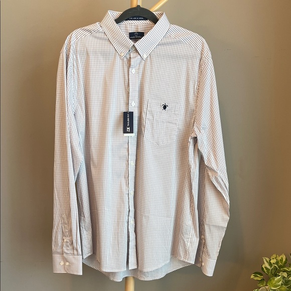 NWT Men's Simply Southern White and Gray Checkered Shirt XL Tailor Fit - Picture 1 of 7